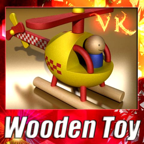 Wooden Toy Helicopter 3D Model