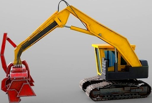 Komatsu Feller buncher Low poly pbr