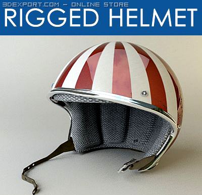 Rigged Moto Helmet 3D Model