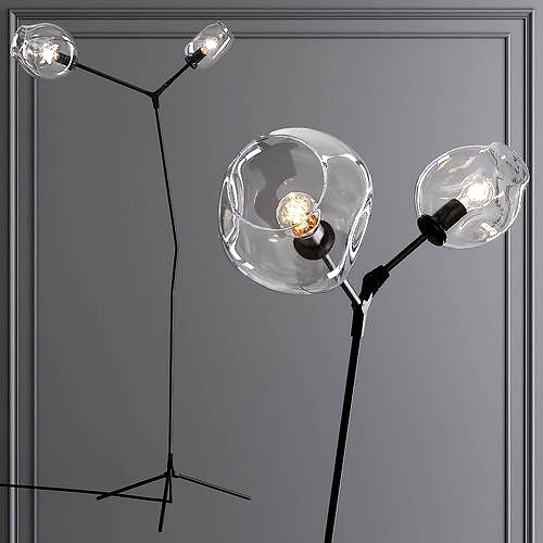 Branching Bubble Floor Light Oil-rubbed Bronze and Clear Glass