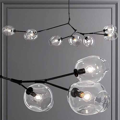7-globe Branching Bubble Oil-rubbed Bronze and Clear Glass