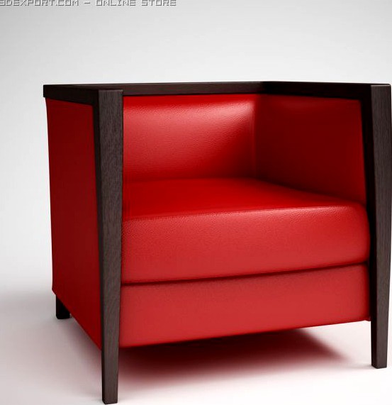 Red Leather Armchair 09 3D Model