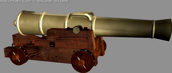 3D ship's cannon, ship gun 3D Model