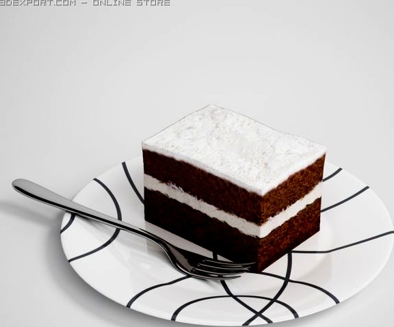 Cake Slice on Plate 13 3D Model