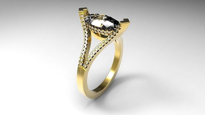 ring marquise split band | 3D