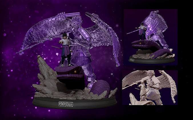 sasuke with susanoo and aoda  3d print statue - naruto shippuden | 3D