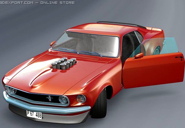 1969 Mustang Boss 302 Rigged 3D Model