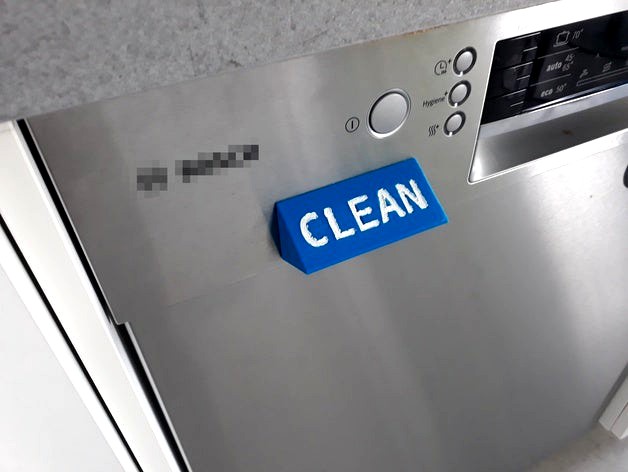 Simple CLEAN/DIRTY triangle for dishwashers (with FreeCAD model)