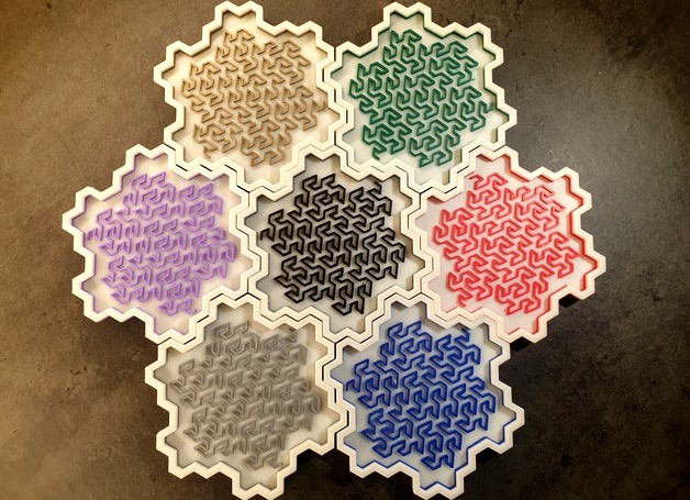 Stackable surface filling Fractal Coaster