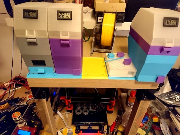 Ikea Lack enclosure five drybox in row no fillament buffer needed