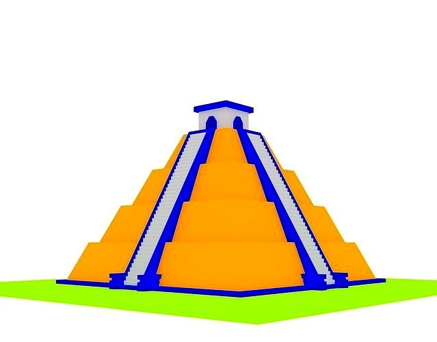 Low Poly Cartoon Simple Mayan Pyramid