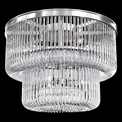 Restoration Hardware BETTINA CRYSTAL CLEAR  FLUSH MOUNT PEWTER