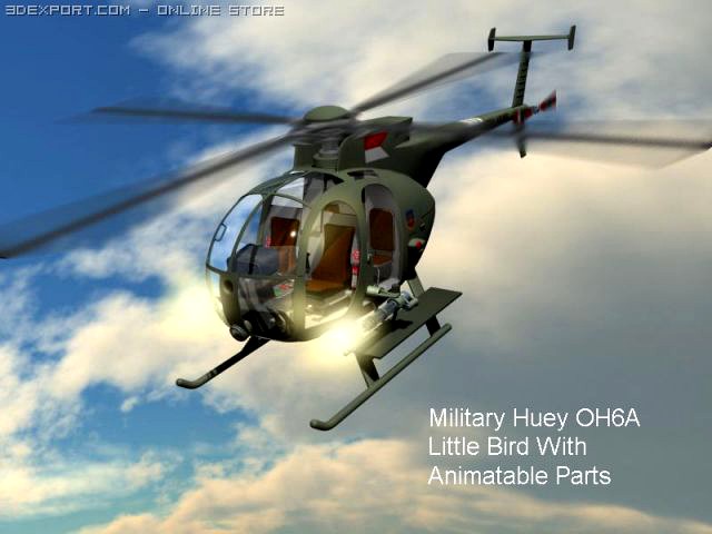 Army Huey Little Bird 3D Model