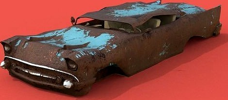 Old Retro Junkyard Car Low-poly 3D model