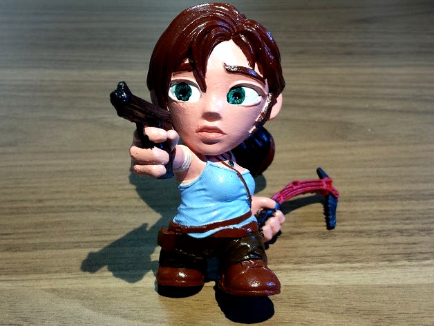 Hollow Lara Croft Toon Figure - Optimized for SLA Printers by Skimbal