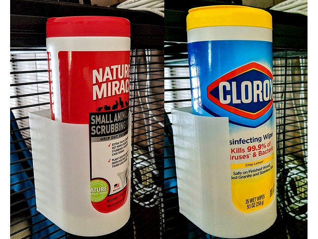 Nature's Miracle Small Animal Cage Scrubbing Wipes / Clorox Disenfecting Wipes, Wall or Cage Mount