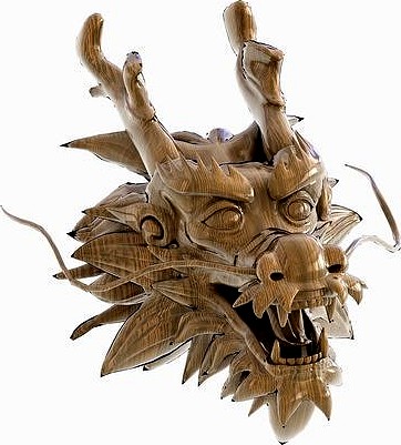Chinese dragon head wood carving Statue