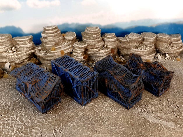 Futuristic shipping container, also smashed