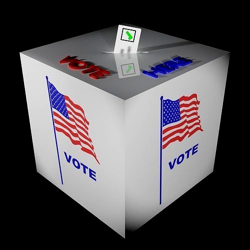 Ballot box with US flag and ballot paper