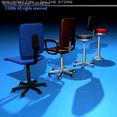 Office chairs collection 3D Model