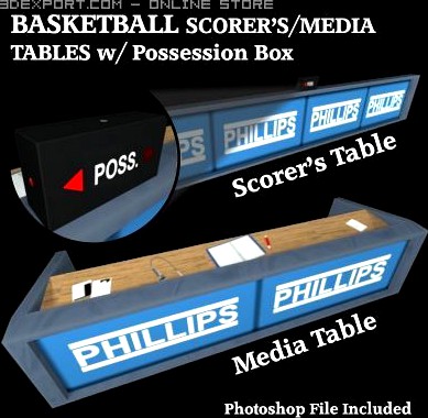 Basketball Scorer Media Tables 3D Model