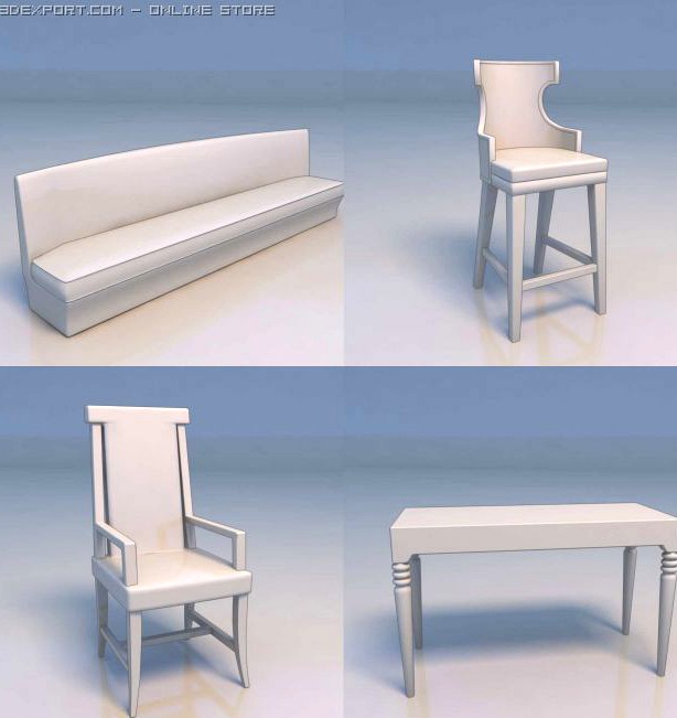 Sofa couch desk 3D Model