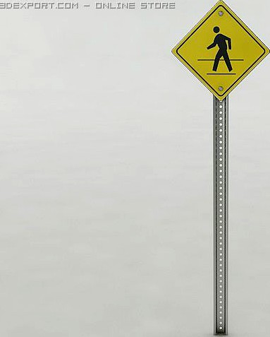 Pedestrian Crossing Sign 3D Model