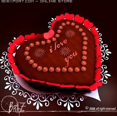 Valentine chocolate cake 3D Model