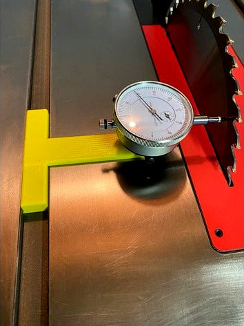 Table saw dial indicator mount for fence and blade alignment