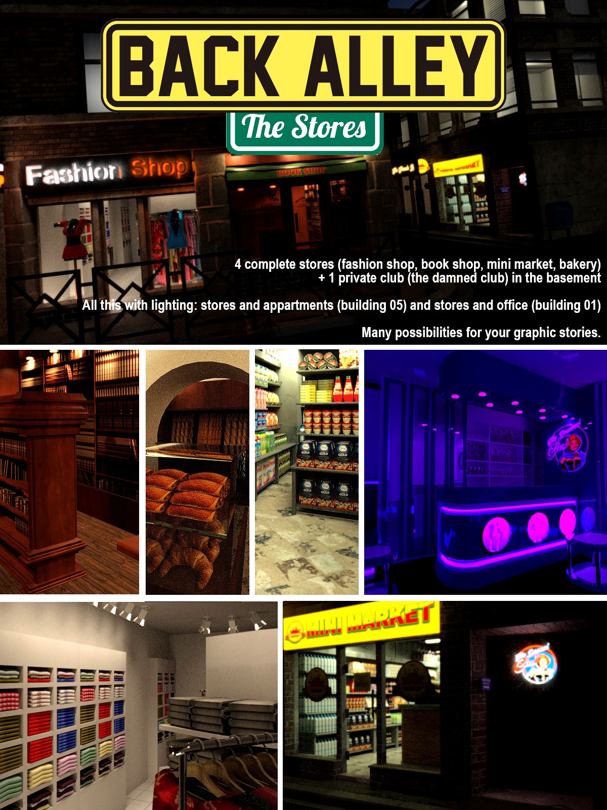 Back Alley The Stores for DS Iray - Extended License
