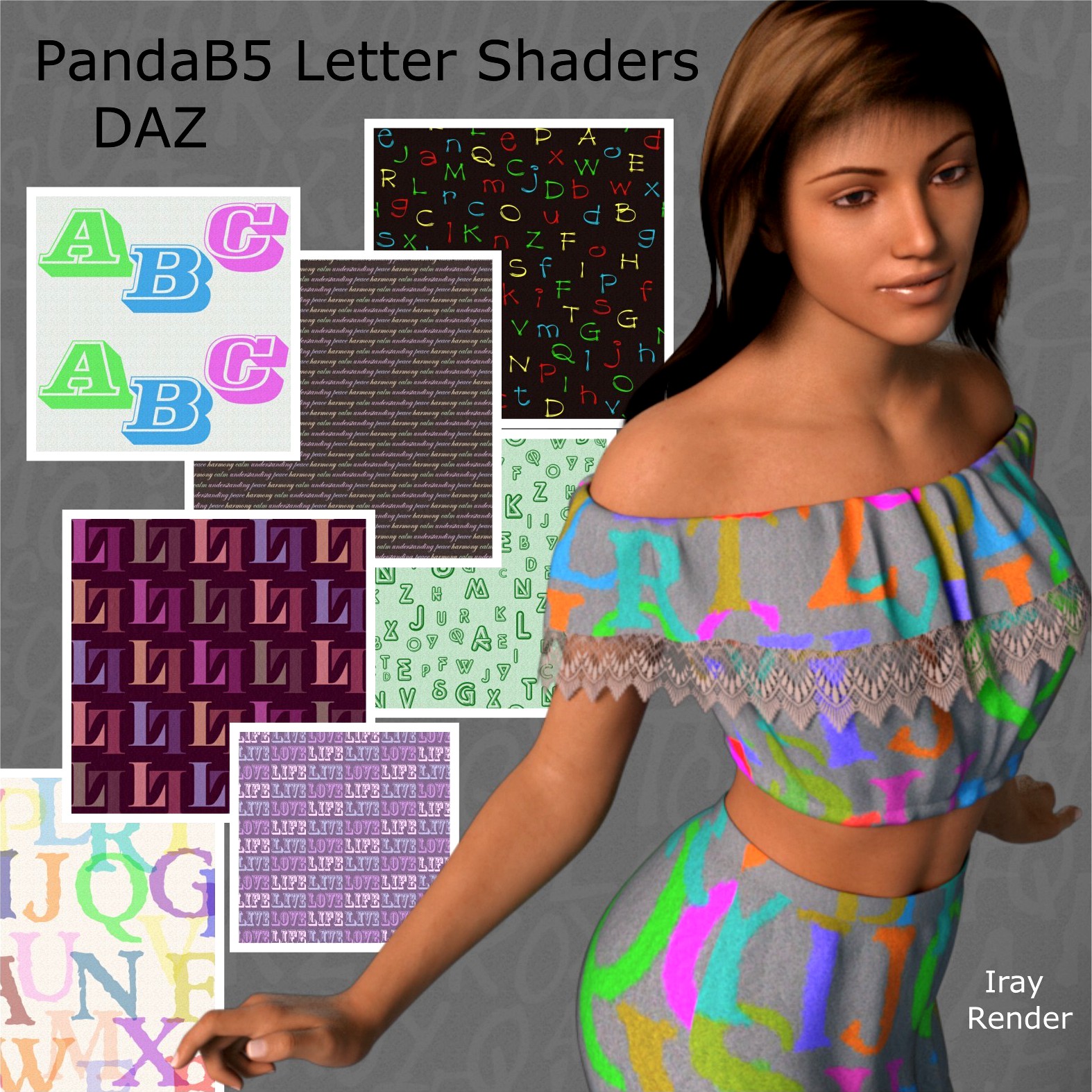 PandaB5 Letter Shaders for Daz Studio