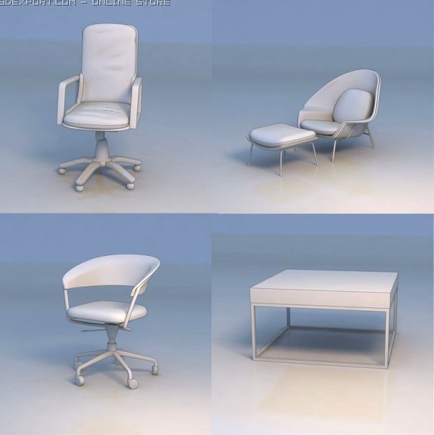 Chair table couch desk 3D Model