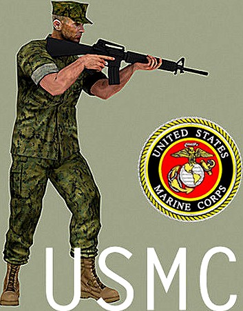 USMC soldier combat utility uniform with M16A3 rifle MAX