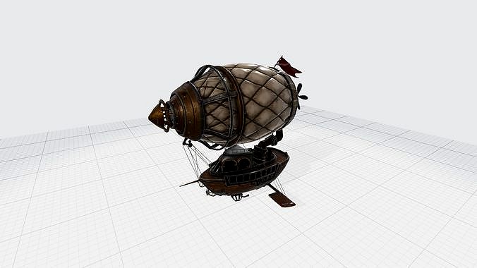 Steampunk Dirigible with Ship