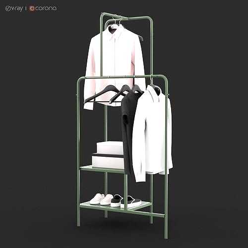 NIKKEBY Clothes rack gray-green and red colors