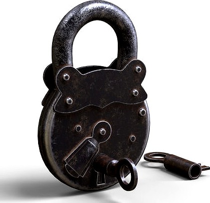 Old Padlock With Key