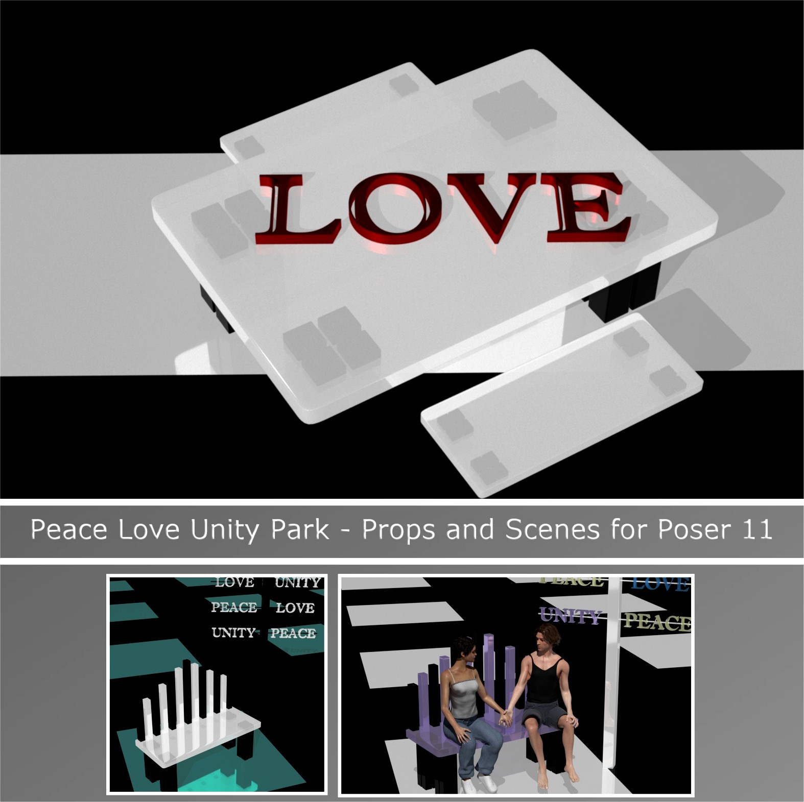 Peace Love Unity Park for Poser 11