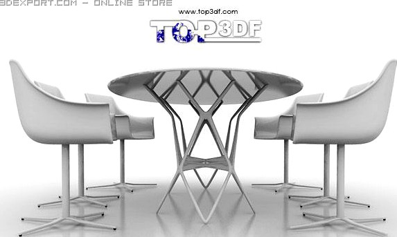 Dinning chair and table 3D Model