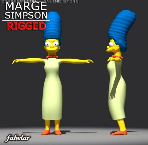 Marge Simpson rigged 3D Model