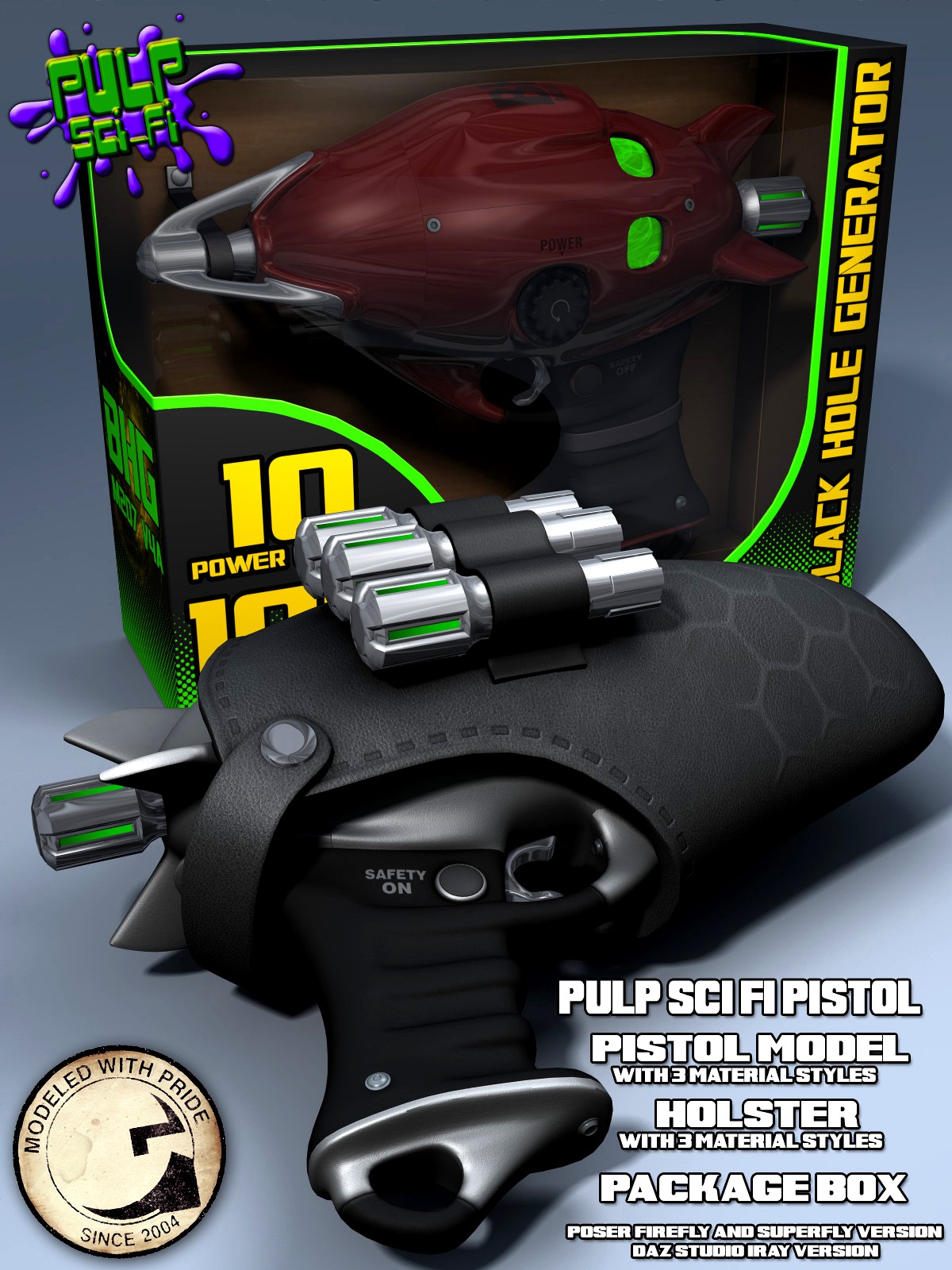 Pulp SciFi Pistol for Poser and DS