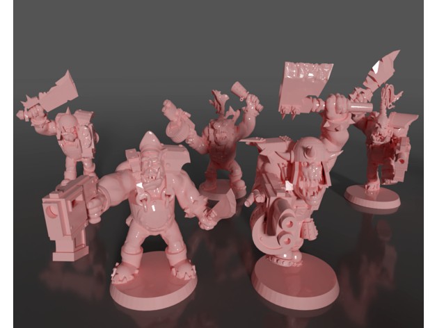 Ork soldiers with melee weapons and pistols set#4 by GRAYGAWR