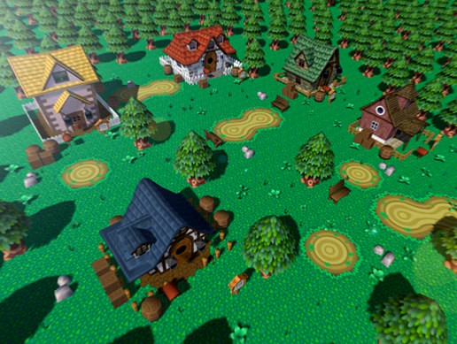 Low Poly Kawai Township Set