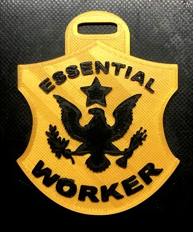 Essential Worker badge modified by K0ECW