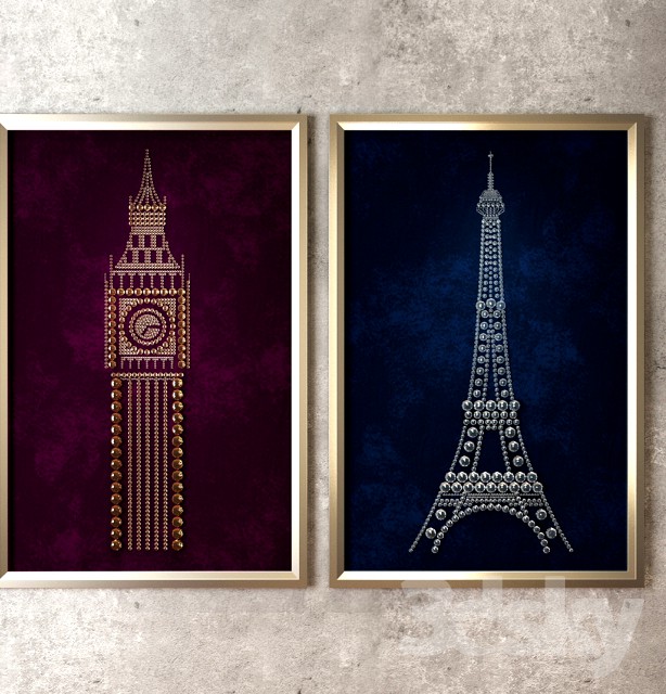 Panel Eiffel Tower and Big Ben