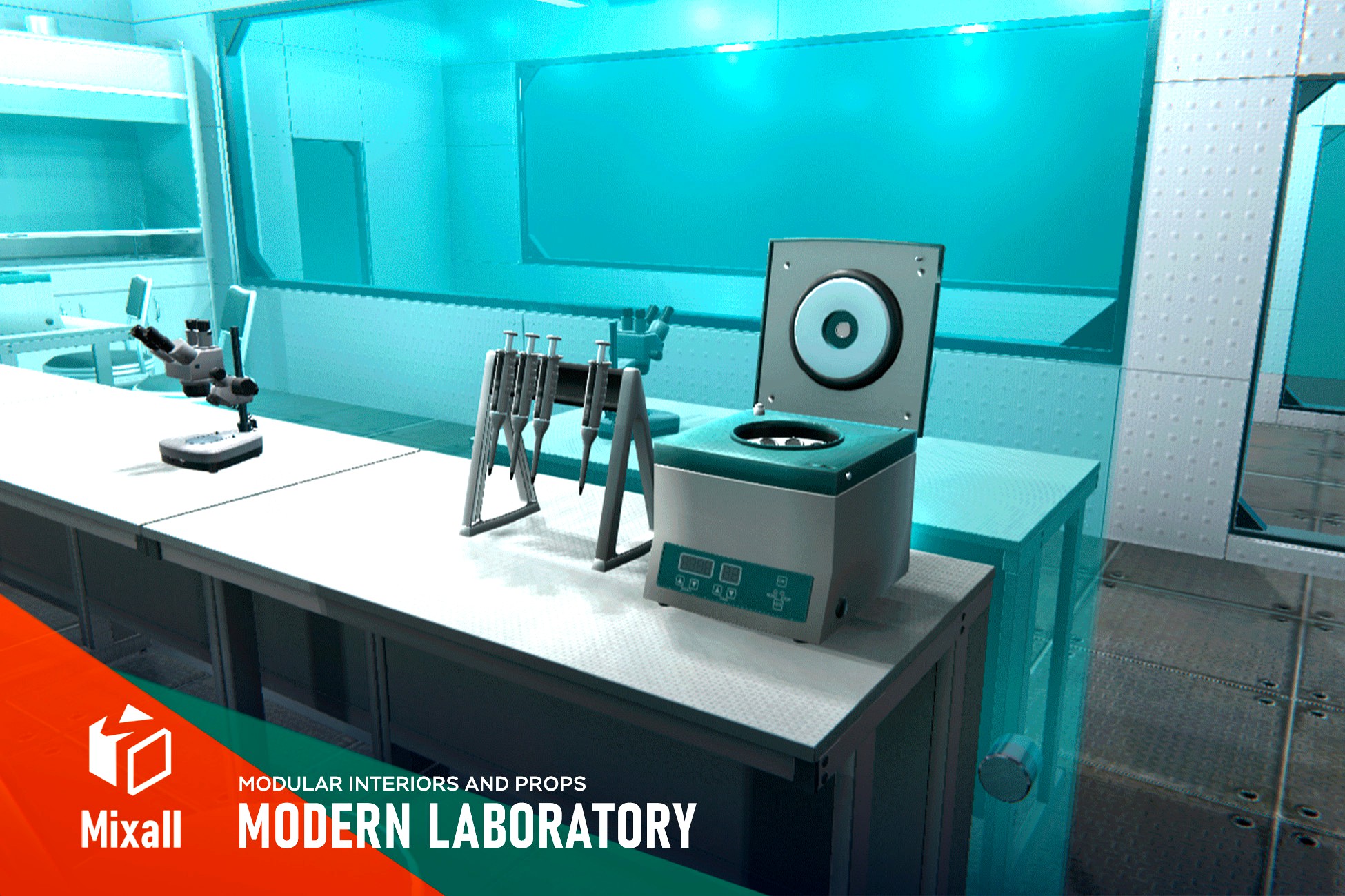 Modern laboratory - modular interiors and props