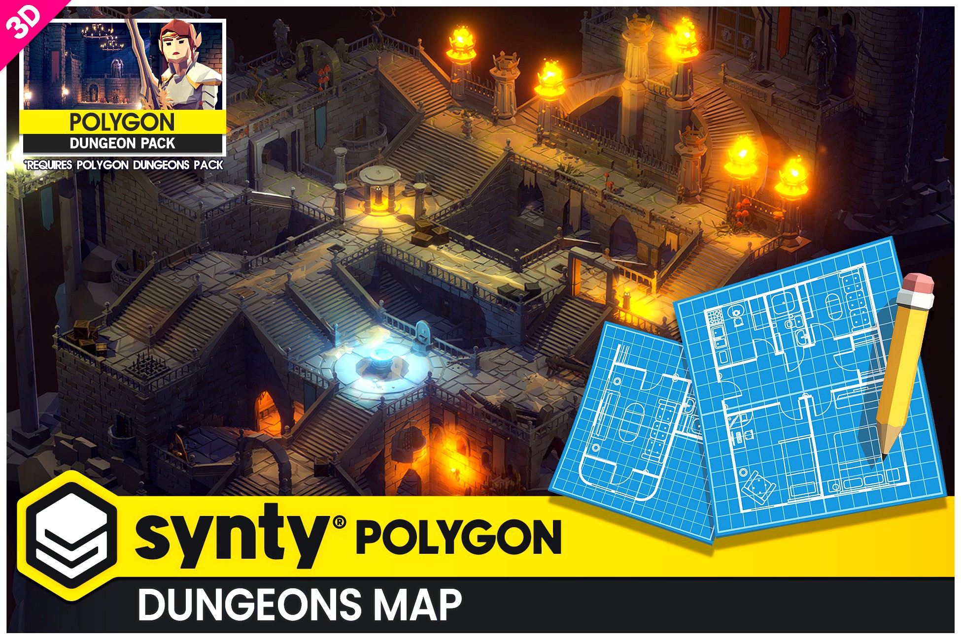 POLYGON Dungeons Map - Low Poly 3D Art by Synty