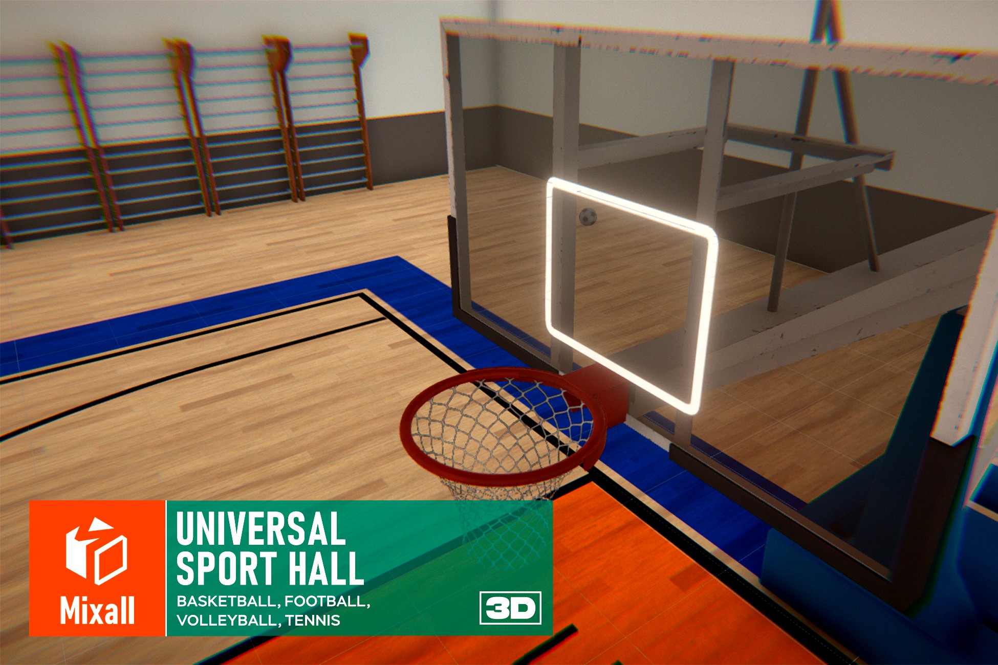 Universal sport hall - basketball, football, volleyball, tennis