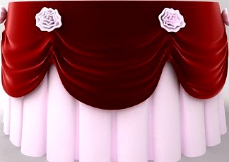 Round Table with Tablecloth and Flowers 3D Model