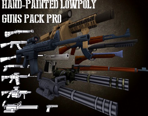 Hand-Painted Low Poly Guns Pack