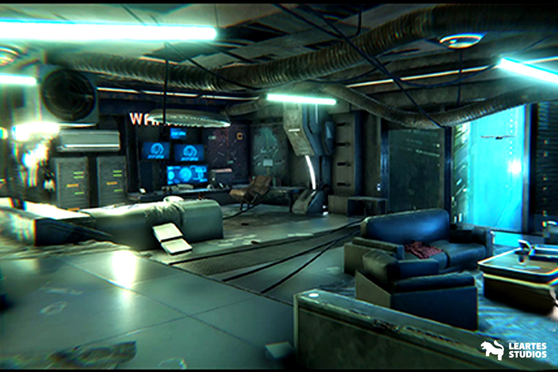 Cyberpunk / Sci-Fi / Futuristic Apartment Interior Environment Kitbash